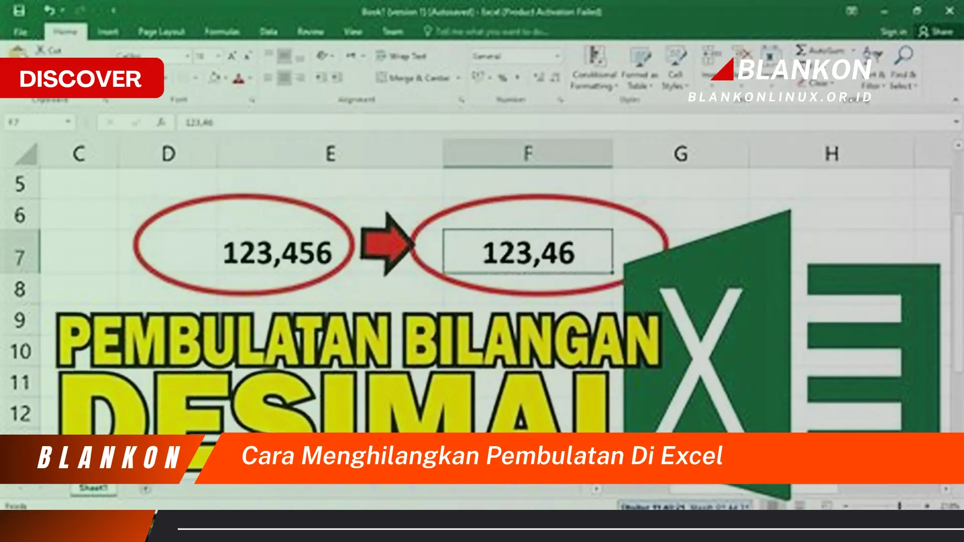 cara menghilangkan pembulatan di excel